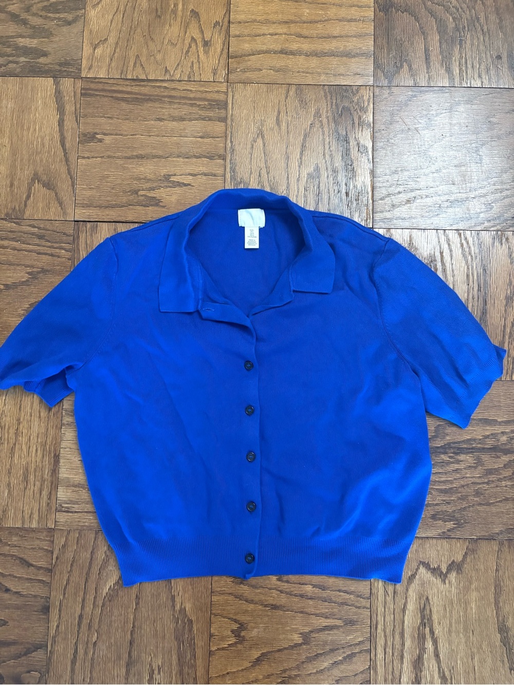 H&M Royal Blue Short Sleeve Button-Down Top